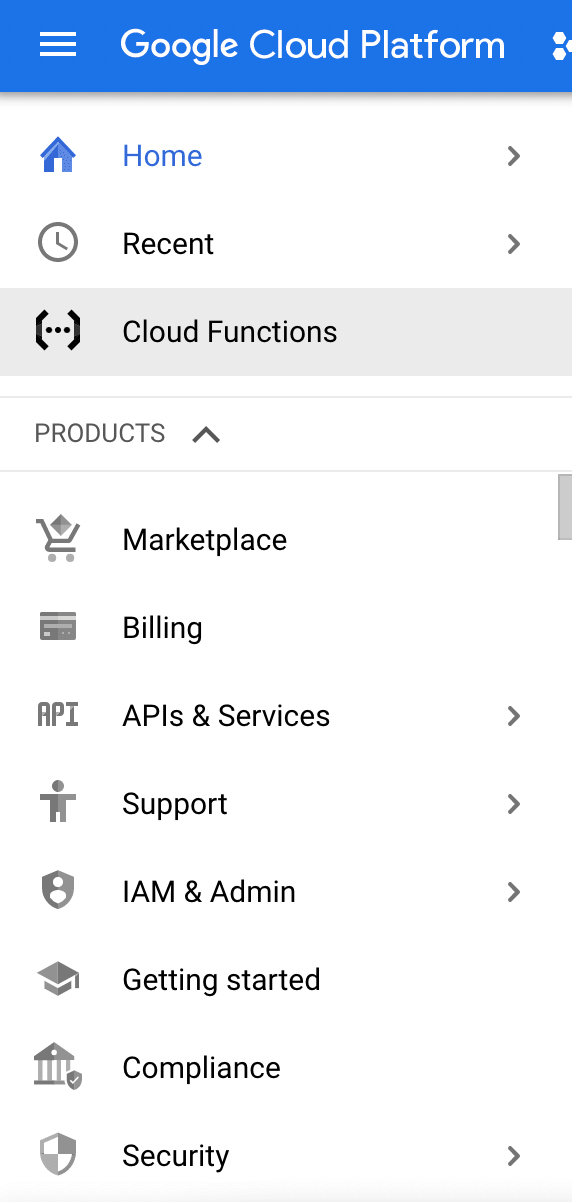 GCP navigation to cloud function