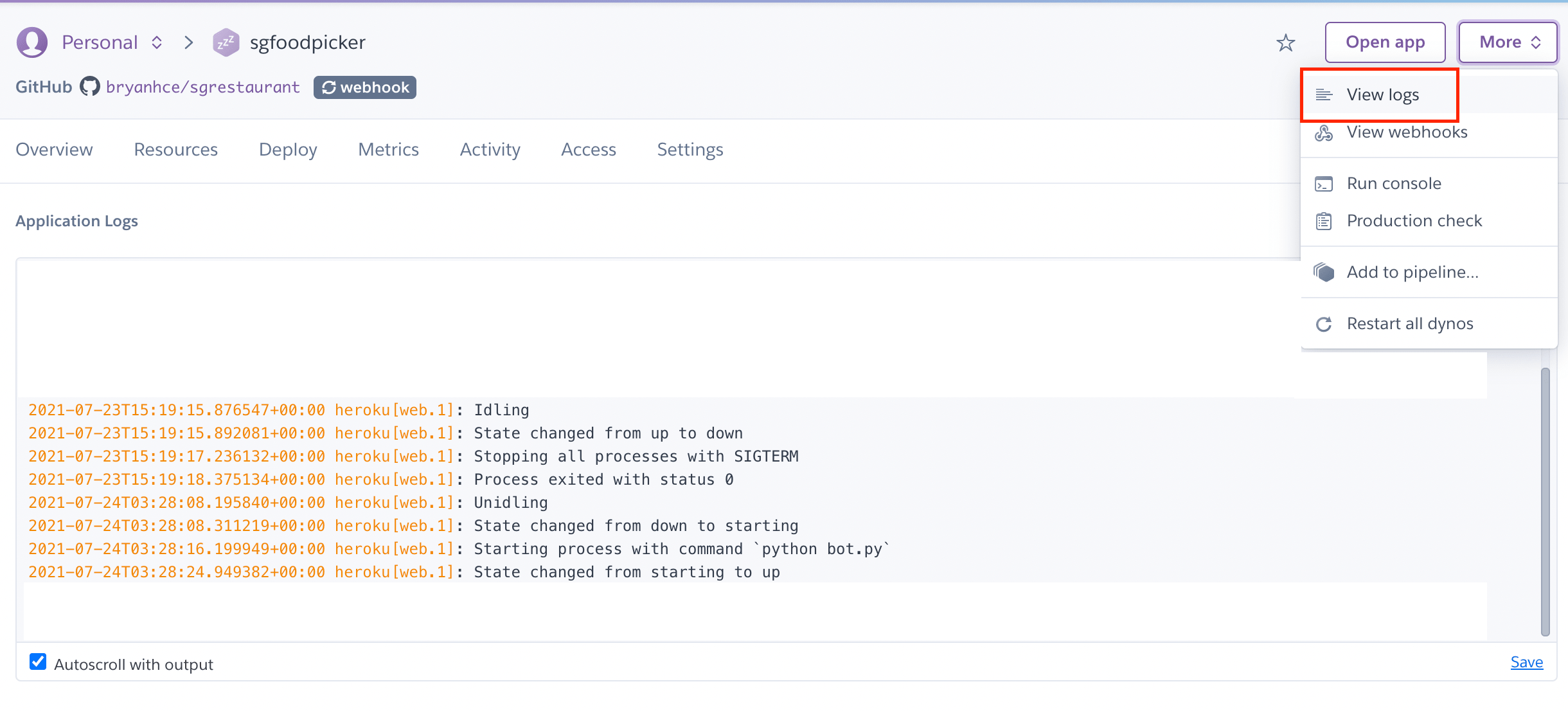 heroku logs