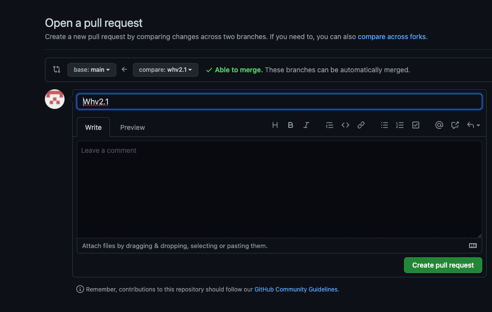 creating pull request